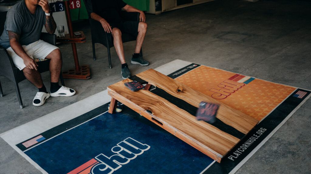 Play Cornhole at MB's Garden Inn